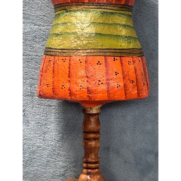 Wooden Jewelry Holder Mini Mannequin Beautiful Indian Hand Painted Vintage - Picture 4 of 16